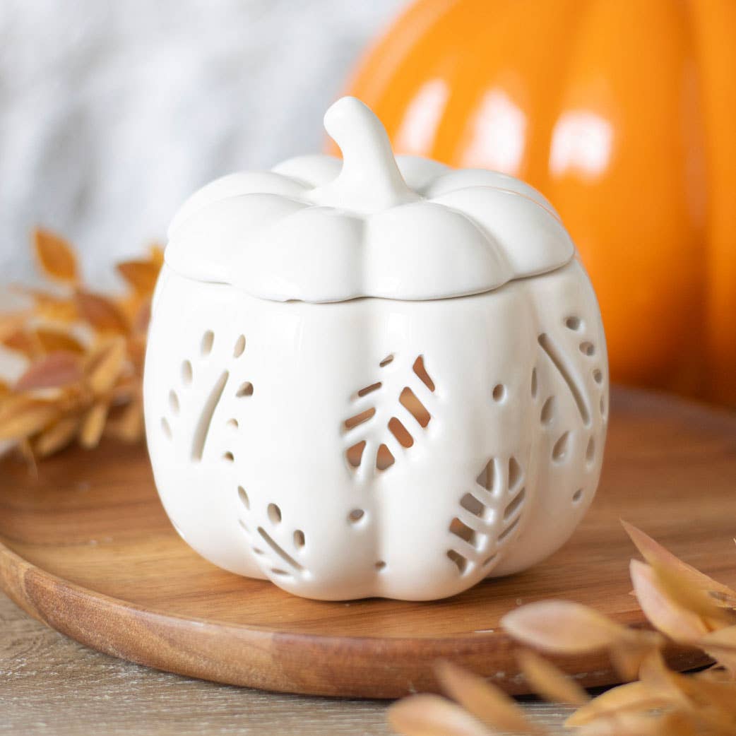 Off White Autumn Leaves Fall Pumpkin Oil Burner