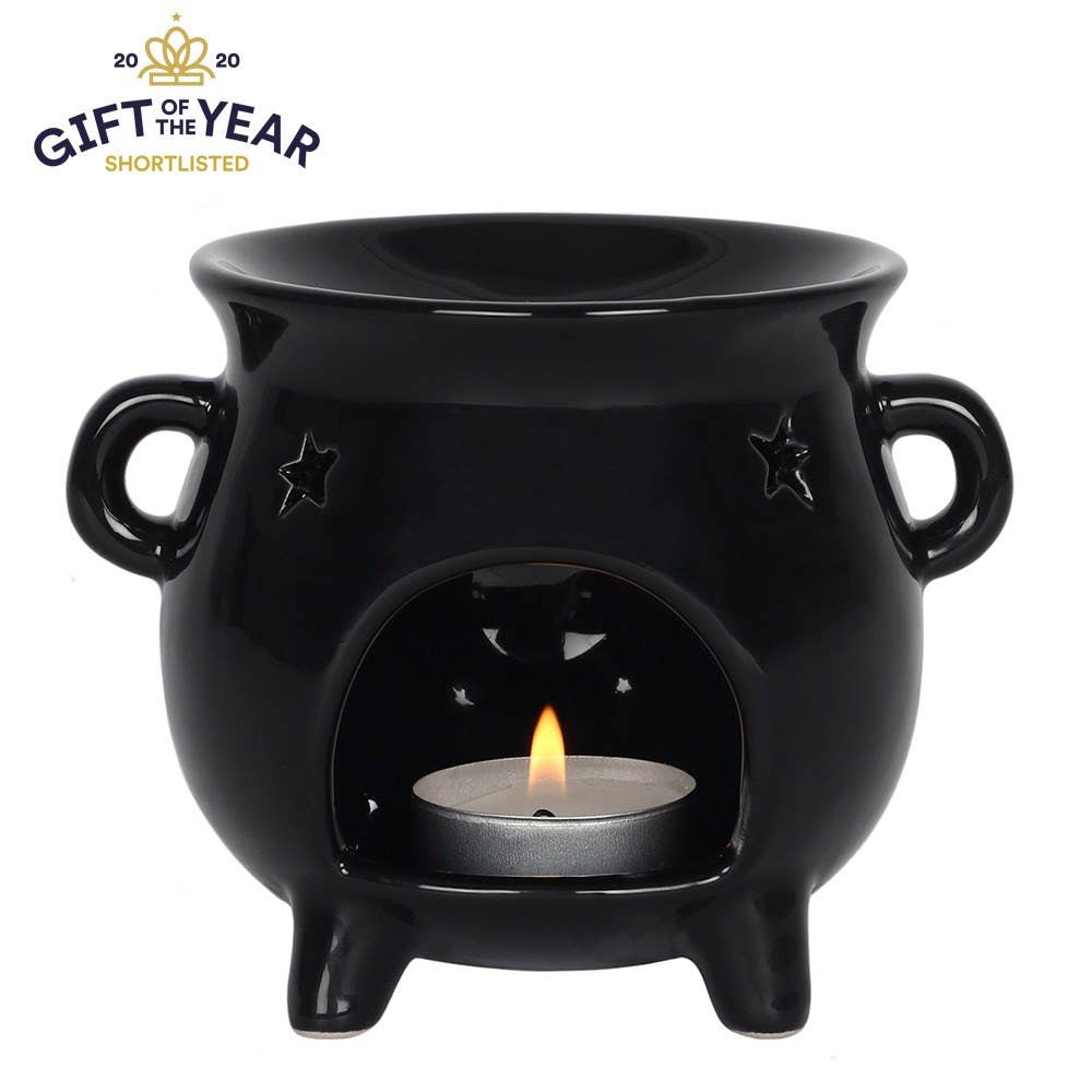 Gothic Black Cauldron Halloween Oil Burner and Wax Warmer