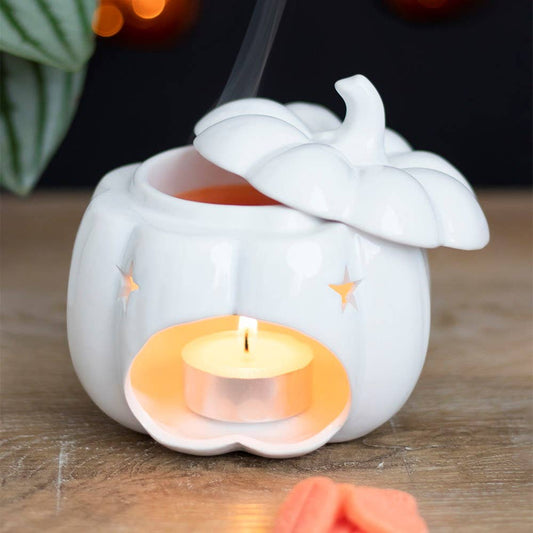 White Autumn and Fall Pumpkin Halloween Oil Burner