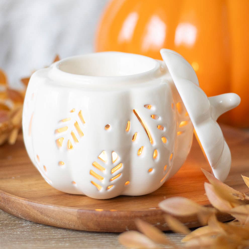 Off White Autumn Leaves Fall Pumpkin Oil Burner